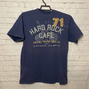 Hard Rock Cafe Cayman Islands TShirt Mens M Blue Soft Distressed Love All